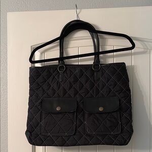 Quilted Black Tote Bag